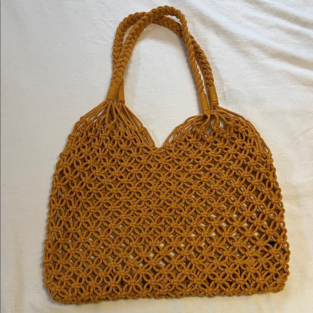 Elegant Mustard Woven Tote Bag
